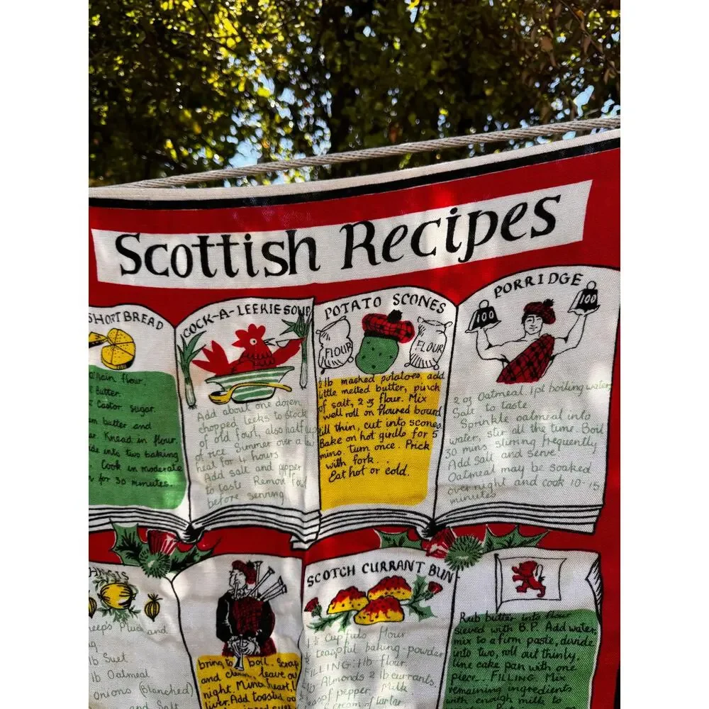 Vintage Traditional Scottish Recipes Linen Tea Towel